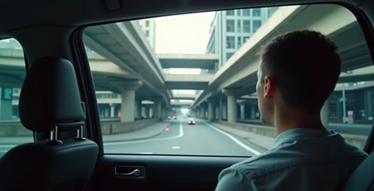 Futuristisch beeld van zelfrijdende voertuigen die wegdata verzamelen