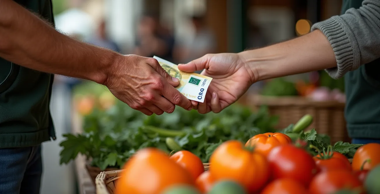 Lokale markt in België waar reizigers direct bij producenten kopen
