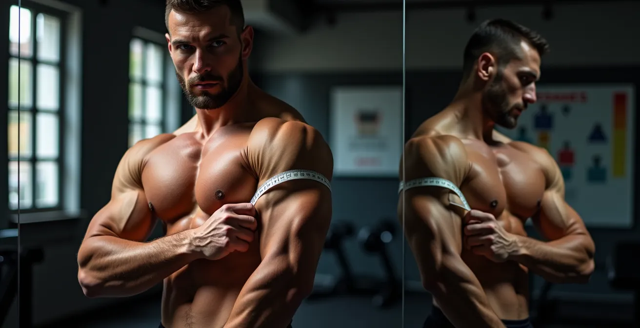 Atleet meet voortgang met meetlint in Belgische sportschool