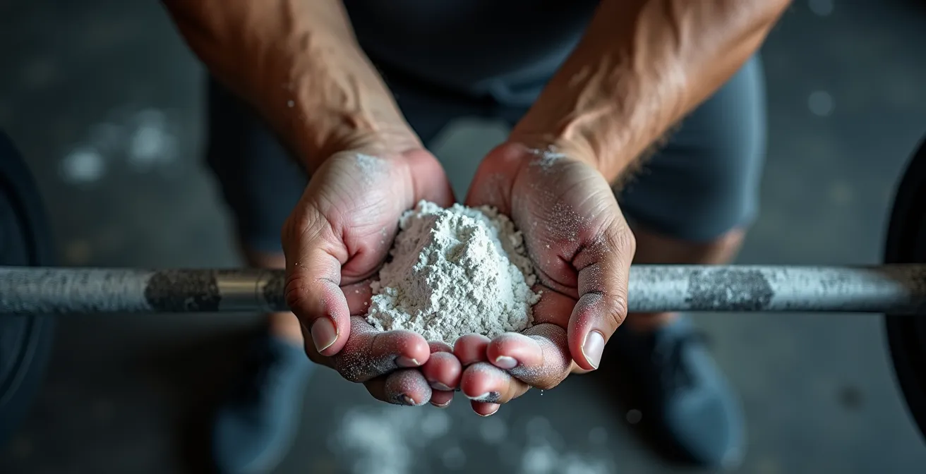 Close-up van trillende handen na zware krachttraining toont neurologische uitputting