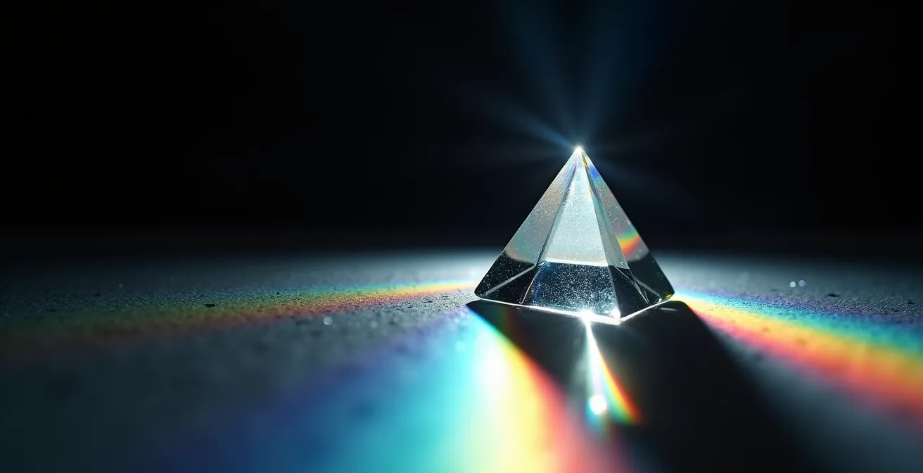 Gefocuste straal licht door prisma symboliseert nichemarktfocus