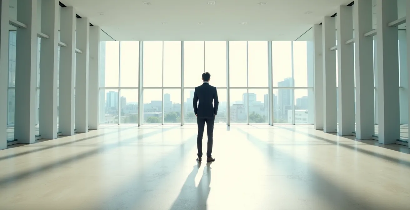 Professional analyseert vaardigheden voor carrièreswitch met groeisymboliek