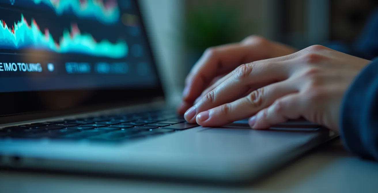 Close-up van handen die werken met AI-tool op laptop tijdens opleidingssessie