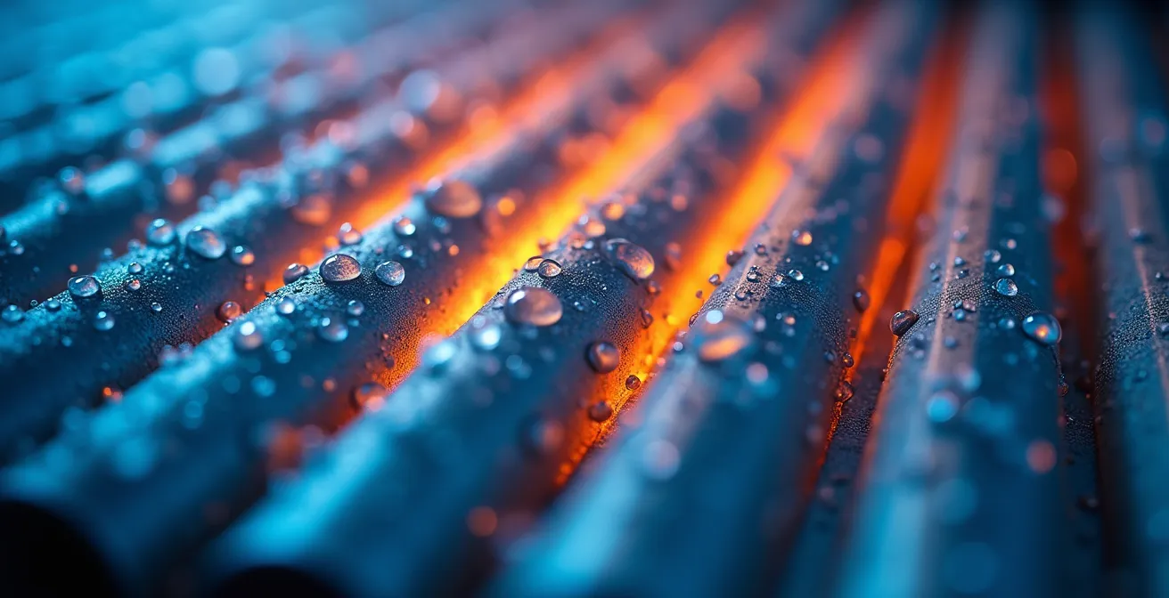 Doorsnede van warmtewisselaar in WTW-unit tijdens Belgische winteromstandigheden